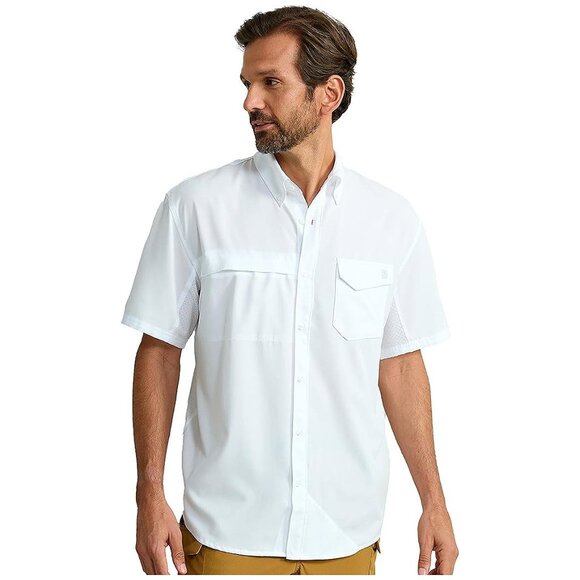 Tide Point Solid Short Sleeve Shirt, Button Down for Men White